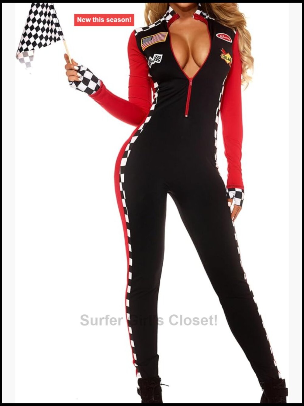 Women's Racer Costume Polyester Spandex Race Car Driver Halloween